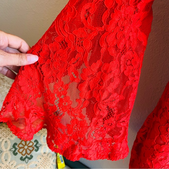 Lulus Red Lace Off The Shoulder Mini Dress Size XS - Picture 10 of 10